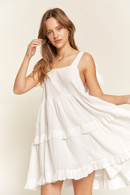 Square neck ruffle dress