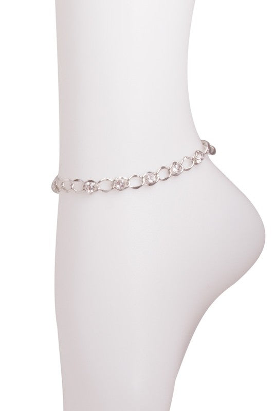 RHINESTONE CHAIN ANKLET