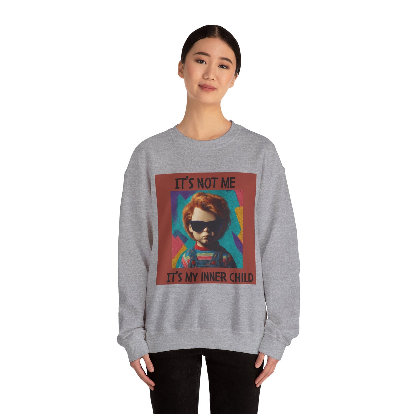 Chucky Inner Child Sweatshirt, Unisex Sweatshirt, Graphic Crewneck, Horror Aesthetic, Gift for Halloween, Cozy Casual Wear