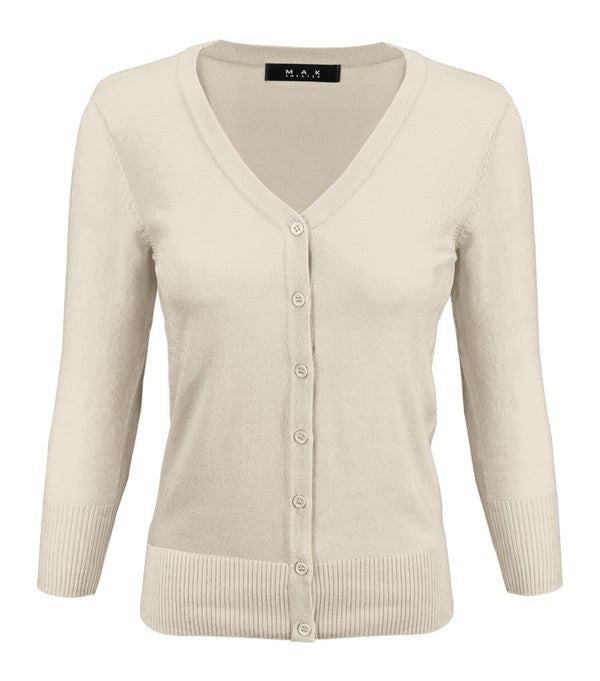 V-Neck Button Down Knit Cardigan Sweater