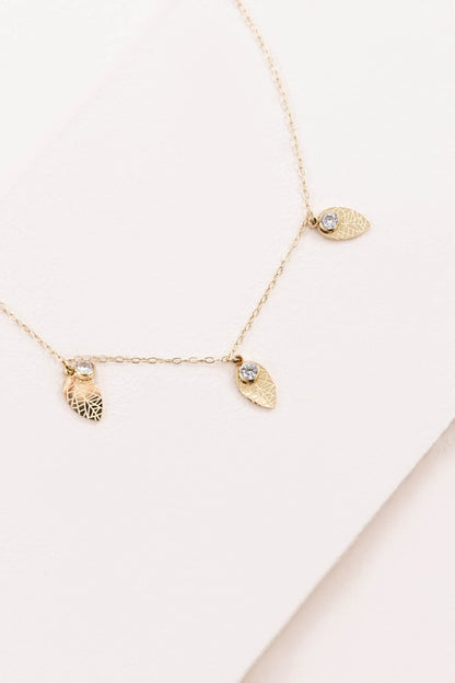 Leaf and Rhinestone Chain Anklet