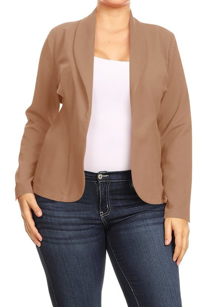 Open front Long sleeves Waist length blazer jacket