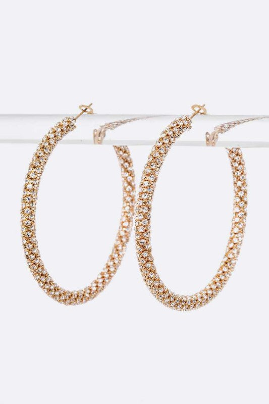 60 MM Rhinestone Wrap Around Iconic Hoop Earrings