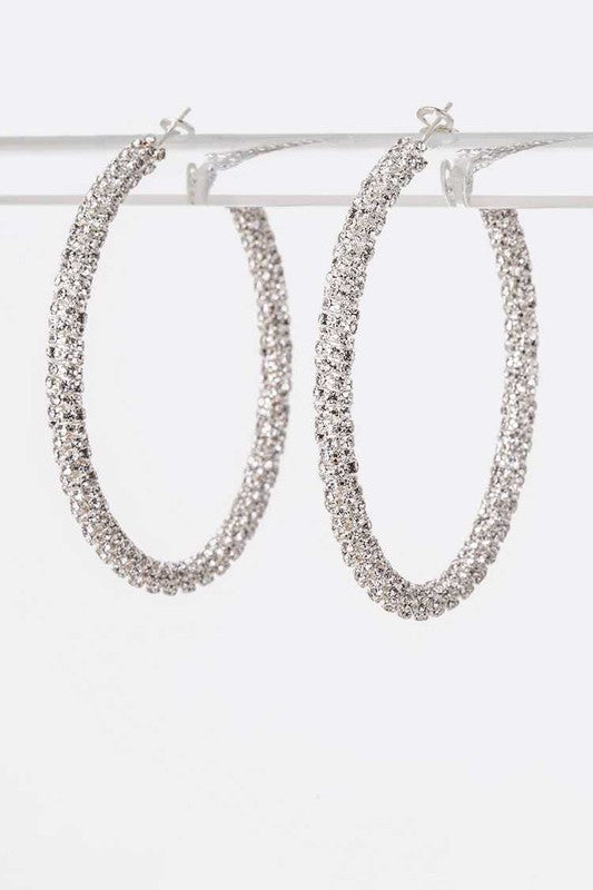 60 MM Rhinestone Wrap Around Iconic Hoop Earrings