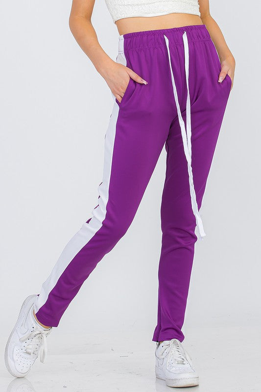 UNISEX WOMENS TRACK PANT SINGLE STRIPE