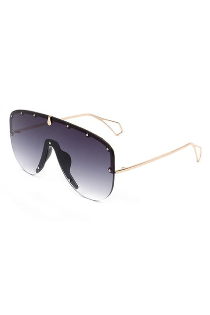 Retro Half Frame Oversize Aviator Sunglasses