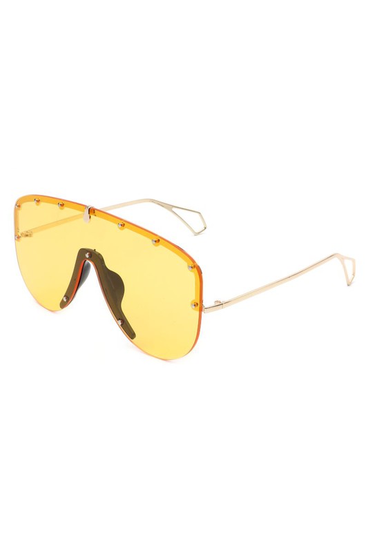 Retro Half Frame Oversize Aviator Sunglasses