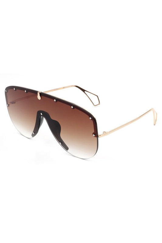 Retro Half Frame Oversize Aviator Sunglasses