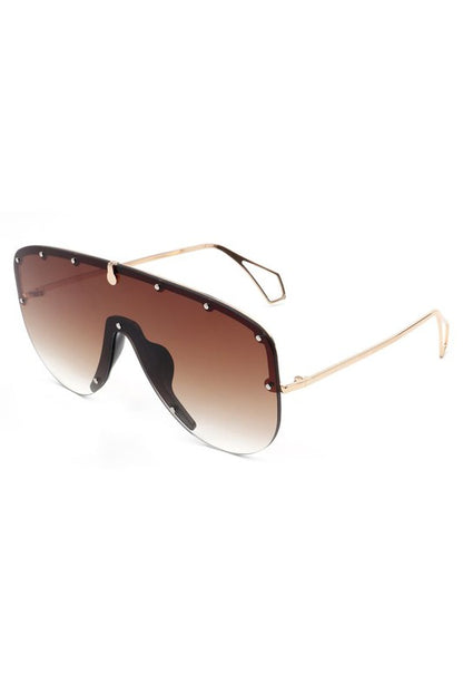 Retro Half Frame Oversize Aviator Sunglasses