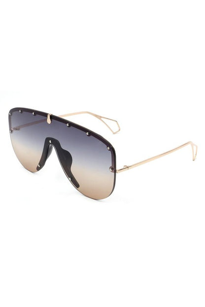 Retro Half Frame Oversize Aviator Sunglasses