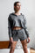 Grey Raw Edges Cropped Hoodie and Bottom Sets
