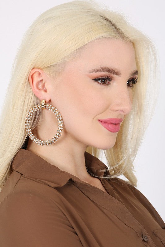 BOLD RHINESTONE HOOP EARRINGS