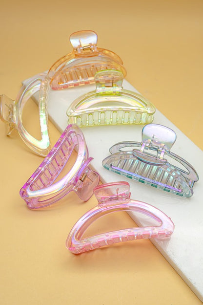 Iridescent crescent shape big claw hair clip