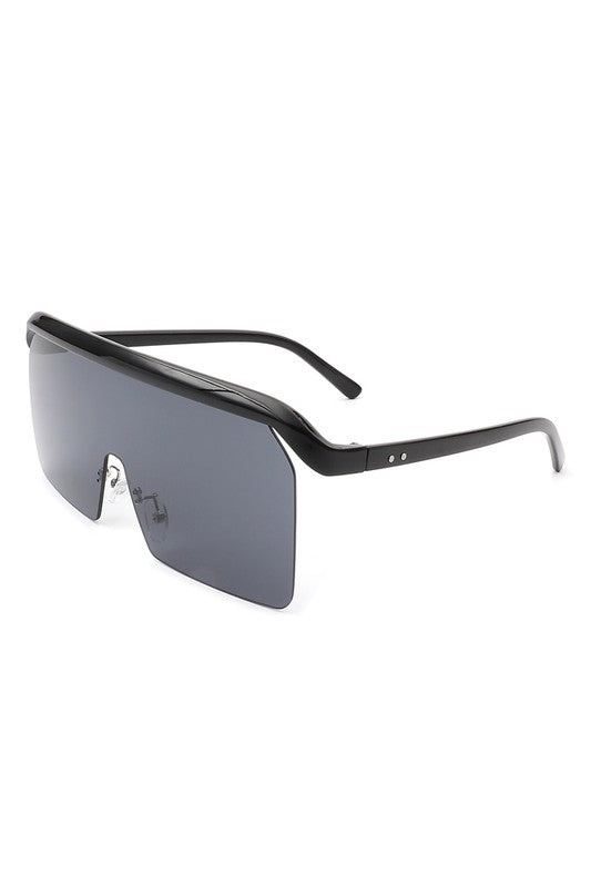 Square Oversize Rimless Flat Top Sunglasses