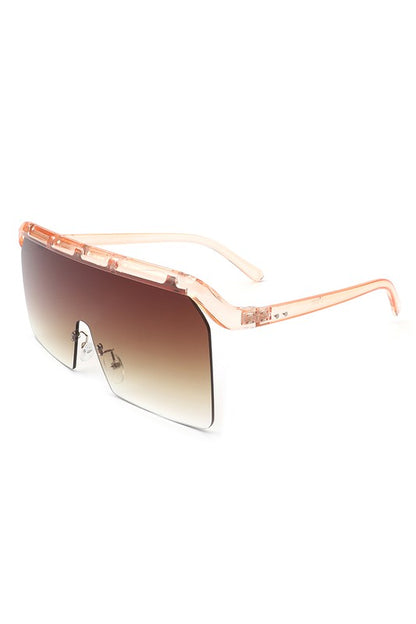 Square Oversize Rimless Flat Top Sunglasses