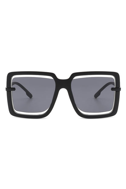 Oversize Square Large Cut-Out Fashion Sunglasses