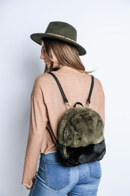 MINI TWO TONED FURRY BACKPACK