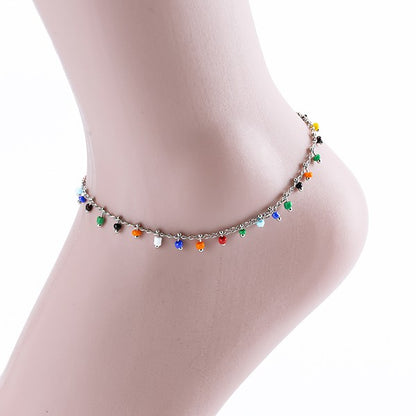 MULTI COLOR BEADED ANKLET BRACELET