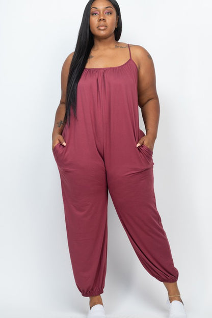 PLUS SIZE SLEEVELESS JOGGER JUMPSUIT