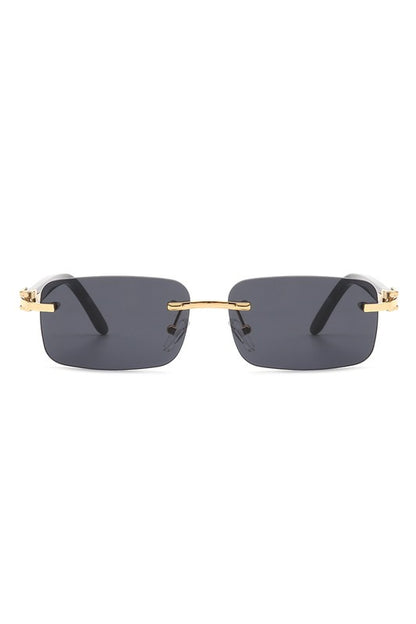 Rimless Rectangle Retro Tinted Fashion Sunglasses