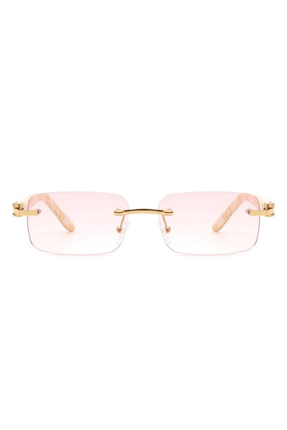 Rimless Rectangle Retro Tinted Fashion Sunglasses