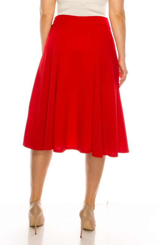 Plus size, paneled, A-line midi skirt