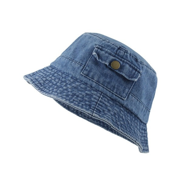 Pocket Accent Denim Bucket Hat