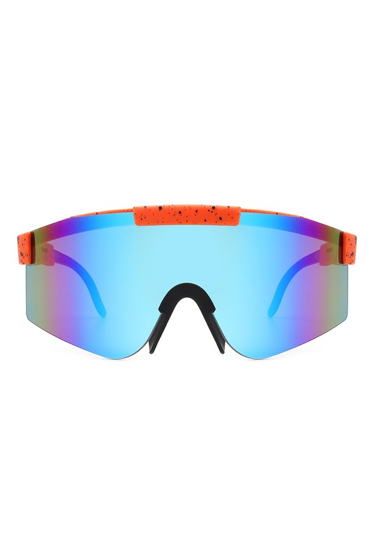 Mirrored Rectangle Sports Reflective Sunglasses