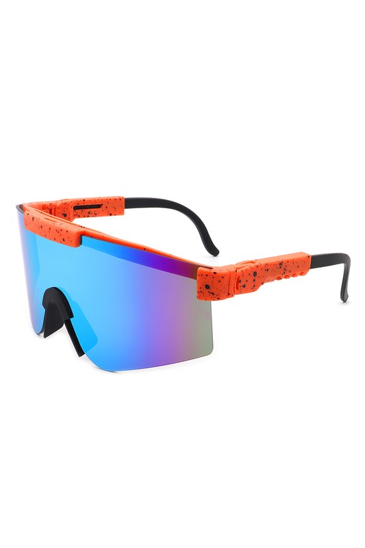 Mirrored Rectangle Sports Reflective Sunglasses