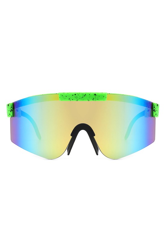 Mirrored Rectangle Sports Reflective Sunglasses