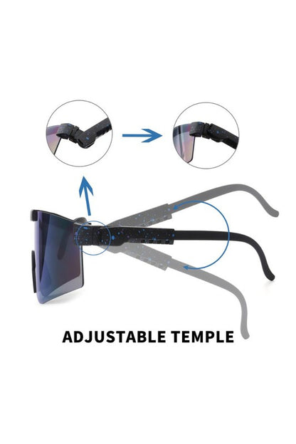 Mirrored Rectangle Sports Reflective Sunglasses