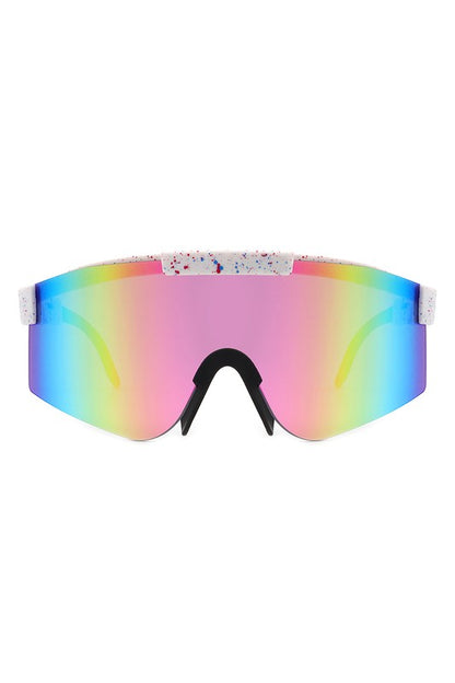 Mirrored Rectangle Sports Reflective Sunglasses