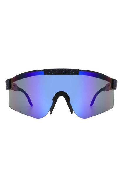 Mirrored Rectangle Sports Reflective Sunglasses