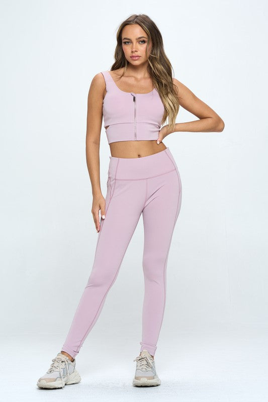 Zip Up Crop Sports Tank Top Set