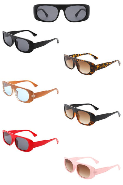 Rectangle Retro Oval Fashion Flat Top Sunglasses