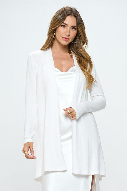 Brushed Knit Draped Cardigan with Cashmere Feel