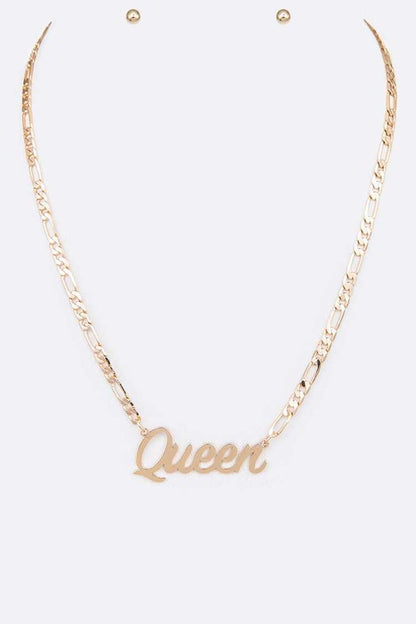 QUEEN Pendant Necklace Set