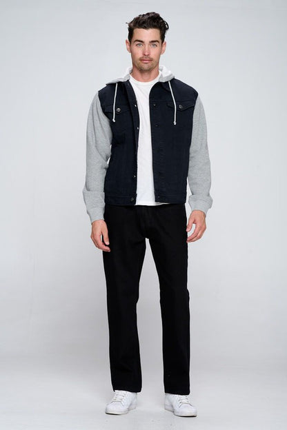 Men's Denim Jacket with Fleece Hoodies