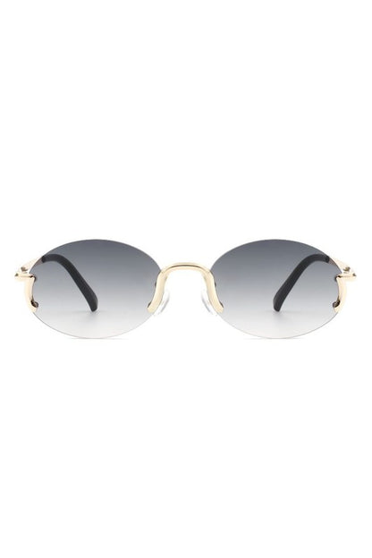 Retro Rimless Oval Fashion Round Sunglasses