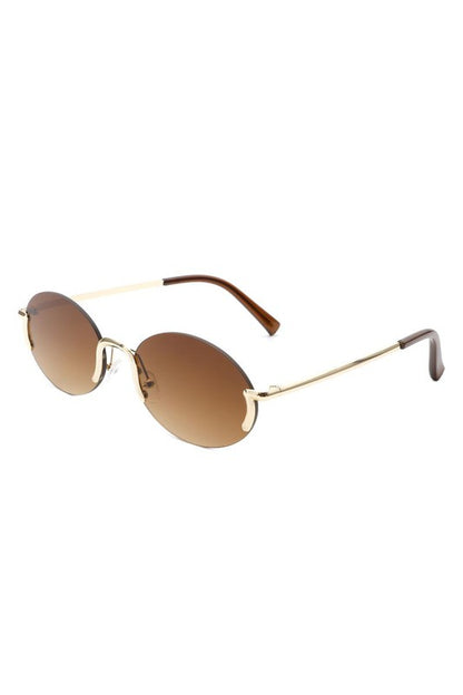 Retro Rimless Oval Fashion Round Sunglasses