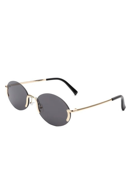 Retro Rimless Oval Fashion Round Sunglasses