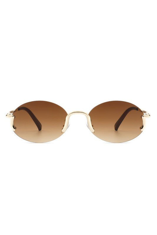 Retro Rimless Oval Fashion Round Sunglasses