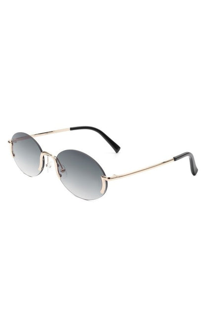 Retro Rimless Oval Fashion Round Sunglasses