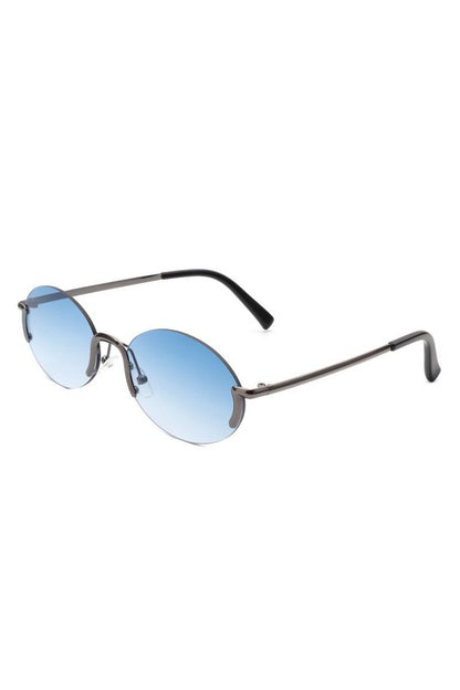 Retro Rimless Oval Fashion Round Sunglasses