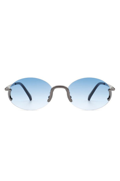 Retro Rimless Oval Fashion Round Sunglasses