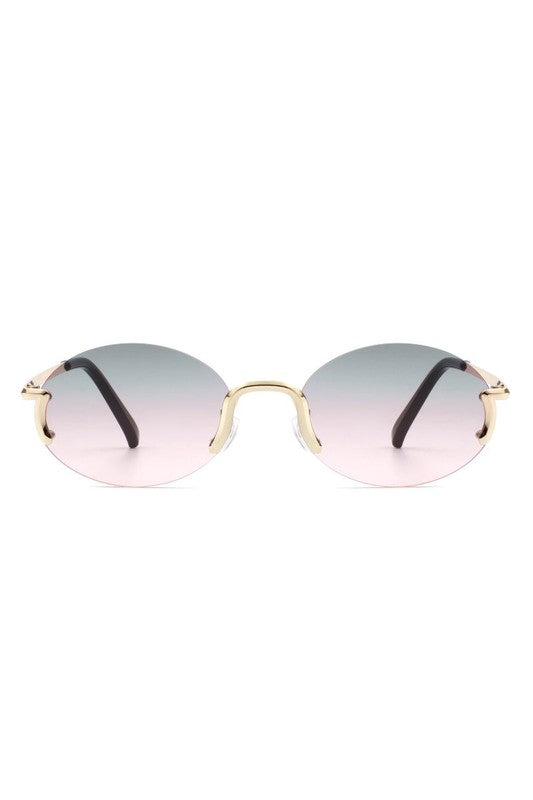 Retro Rimless Oval Fashion Round Sunglasses