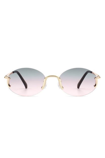 Retro Rimless Oval Fashion Round Sunglasses