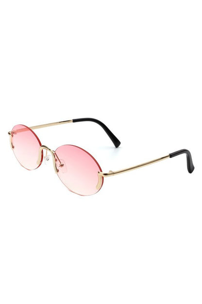 Retro Rimless Oval Fashion Round Sunglasses