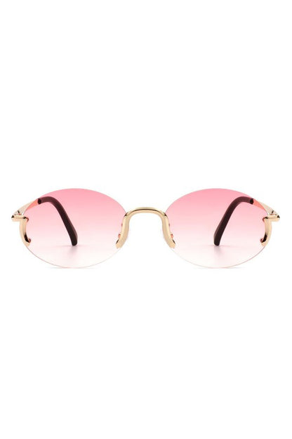 Retro Rimless Oval Fashion Round Sunglasses