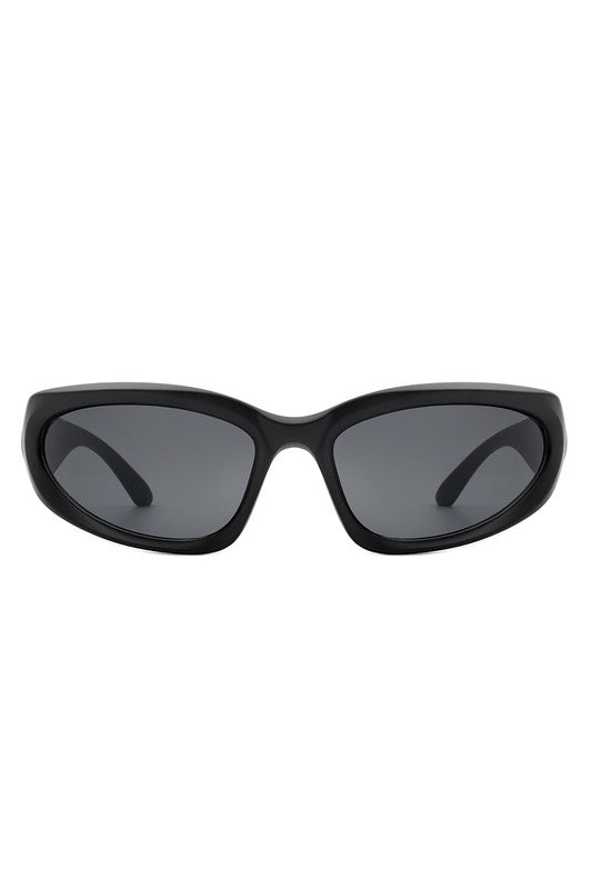 Sporty Rectangle Oval Wrap Around Sunglasses